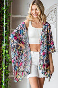 Heimish Full Size Multi Color Snake Open Cardigan Plus Size - Hovatok