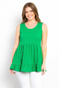 Be Stage Ruffled Sleeveless Babydoll Top - Hovatok