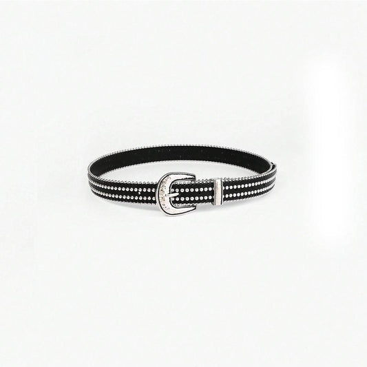 Studded Rhinestone PU Leather Belt - Hovatok