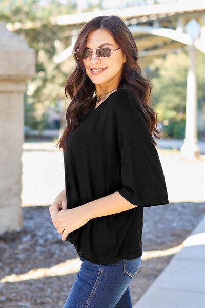 Basic Bae Full Size Round Neck Drop Shoulder T-Shirt - Hovatok