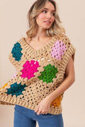 BiBi Granny Square Openwork Sweater Vest - Hovatok