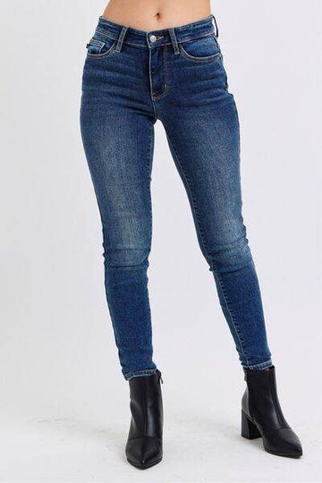 Judy Blue Full Size Run Mid-Rise Waist Skinny Jeans with Thermal Lining - Hovatok