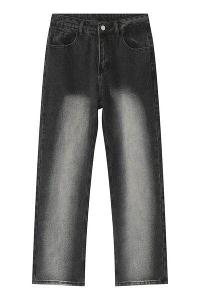 Men's Washed Straight Leg Jeans - Hovatok