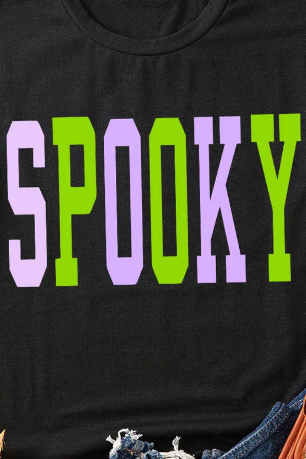 SPOOKY Round Neck Short Sleeve T-Shirt - Hovatok