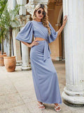 Cutout Slit Round Neck Half Sleeve Dress - Hovatok