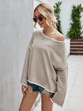 Angel Wings Boat Neck Dropped Shoulder Sweater - Hovatok