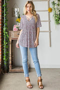Heimish Full Size Short Sleeve Crisscross Animal Babydoll Top Plus Size - Hovatok
