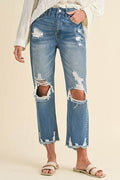 Annie Wear Distressed Raw Hem Cropped Jeans - Hovatok