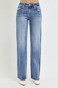 RISEN Full Size High Rise Straight Leg Jeans with Pockets - Hovatok