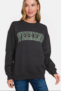 Zenana WEEKEND Round Neck Dropped Shoulder Sweatshirt - Hovatok