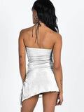 Slit Drawstring Sleeveless Wrap Dress - Hovatok