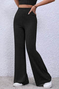 Basic Bae Full Size Ribbed High Waist Flare Pants - Hovatok