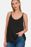 Zenana Woven Double Spaghetti Strap V-Neck Cami - Hovatok