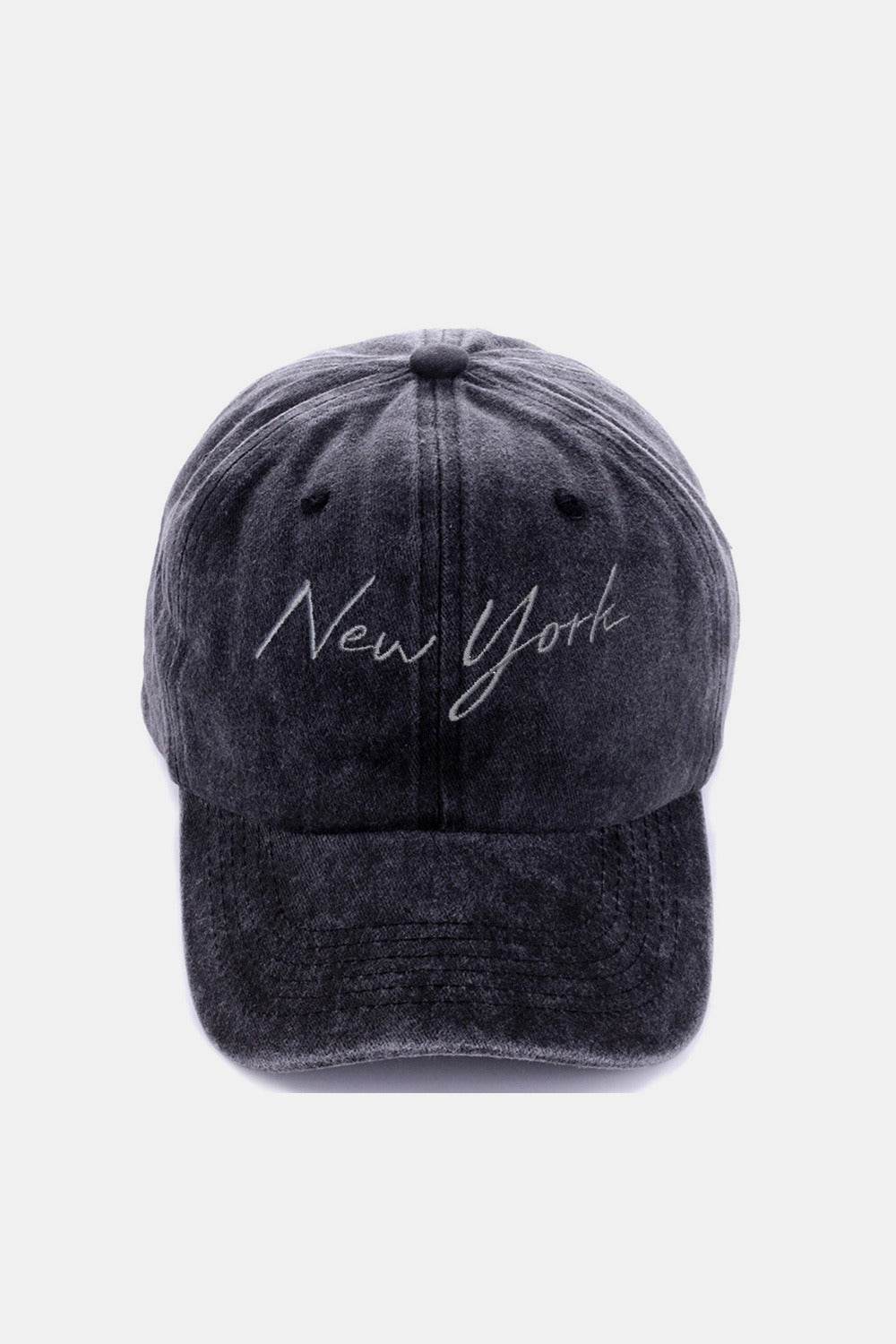 Zenana Washed Embroidered City Baseball Cap - Hovatok