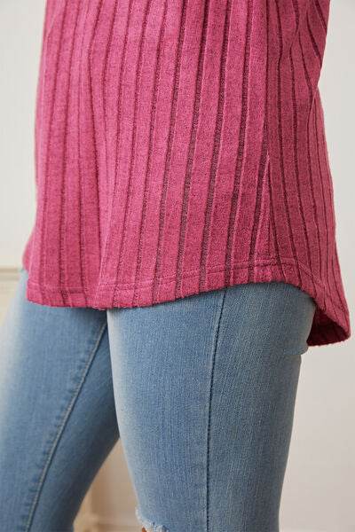 Basic Bae Full Size Ribbed Thumbhole Sleeve T-Shirt - Hovatok