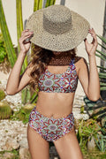 Floral Crisscross Tie Back Bikini Set - Hovatok