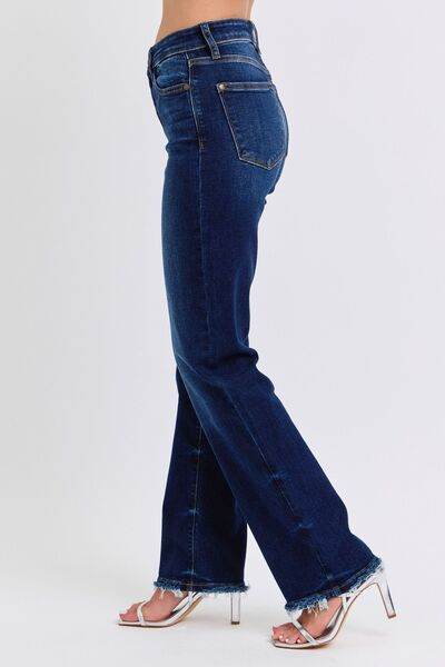 Judy Blue Full Size Raw Hem Straight Leg Jeans - Hovatok
