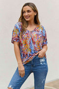 Be Stage Full Size Printed Dolman Flowy Top - Hovatok