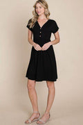 BOMBOM V-Neck Short Sleeve Dress - Hovatok