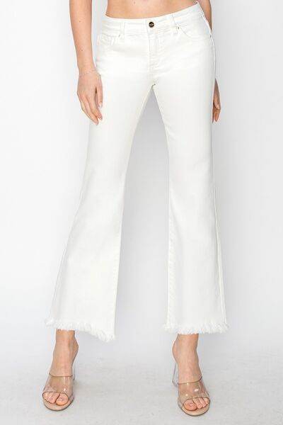 RISEN Full Size Tummy Control Crop Flare Step Hem Pants - Hovatok