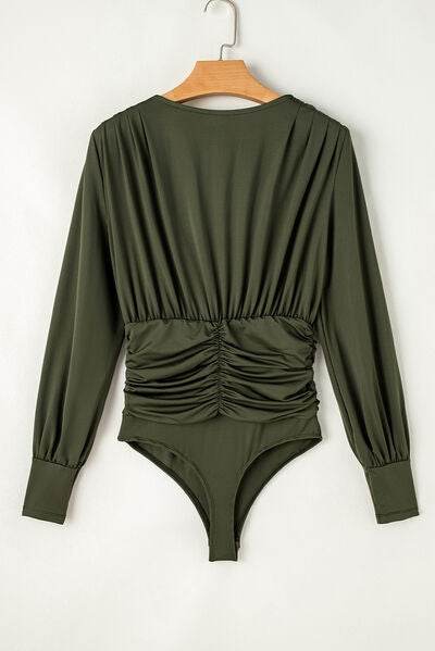 Ruched Surplice Long Sleeve Bodysuit - Hovatok