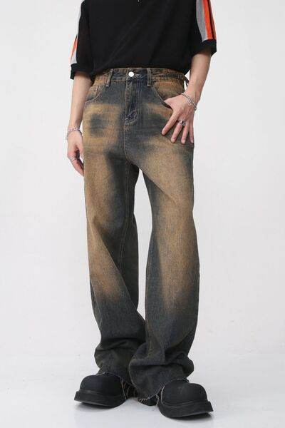 Raw Hem Straight Leg Jeans - Hovatok