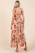 Mittoshop Layered Floral Sweetheart Neck Maxi Dress - Hovatok