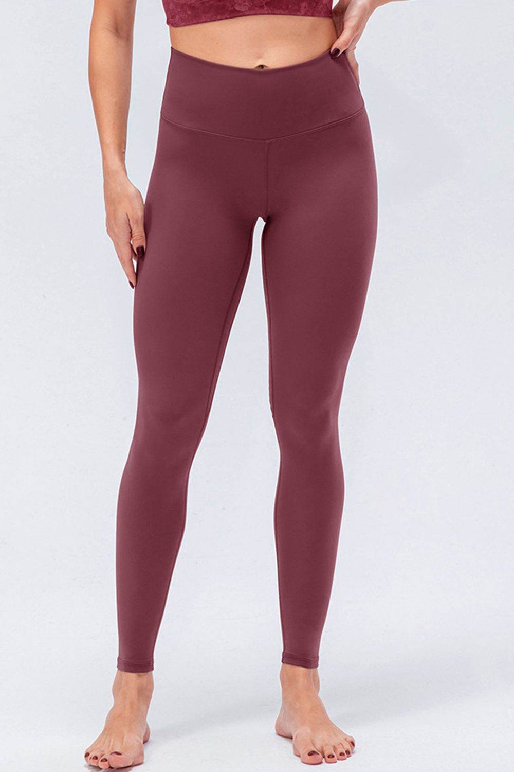 Wide Waistband Slim Fit Active Leggings - Hovatok