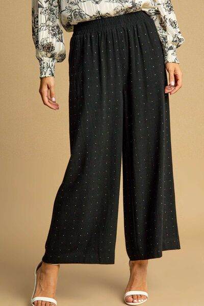 Umgee Full Size High Waisted Embellished Linen Pants Plus Size - Hovatok