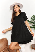 Mandy V-Neck Flounce Sleeve Tiered Dress - Hovatok