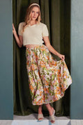 Mittoshop Flower Print Elastic Waist Tiered Skirt - Hovatok