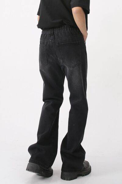 Casual Mid-Rise Elasticated Waistband Jeans - Hovatok