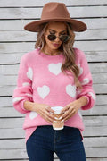 Angel Wings Heart Dropped Shoulder Long Sleeve Sweater - Hovatok