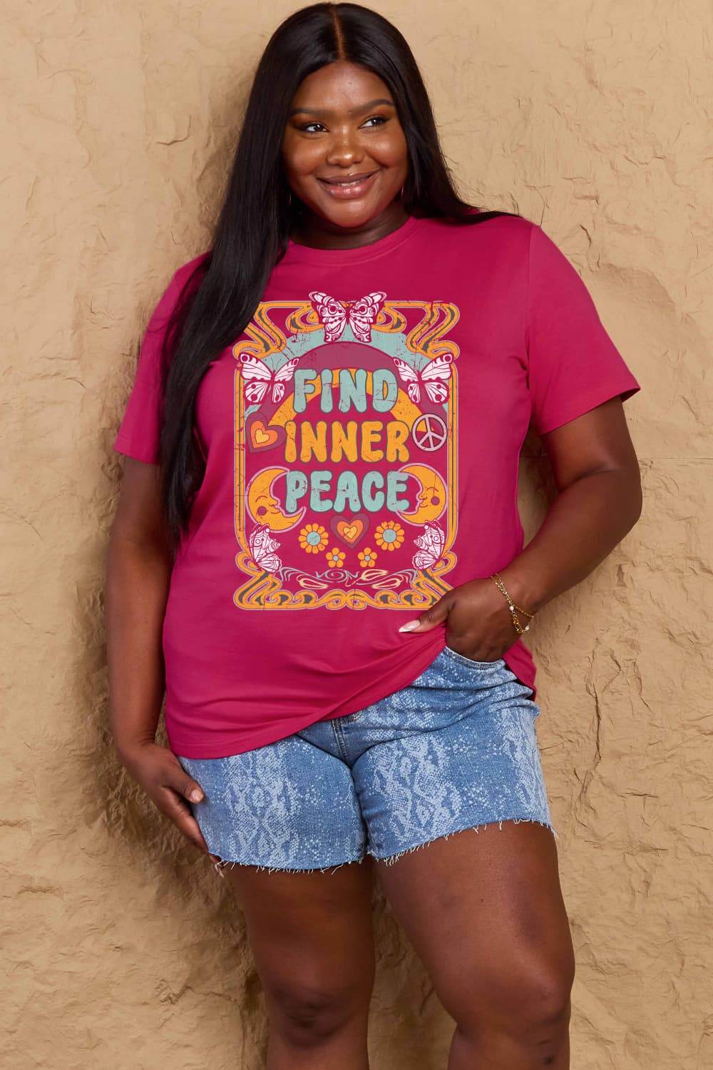 Simply Love Full Size FIND INNER PEACE Graphic Cotton T-Shirt - Hovatok