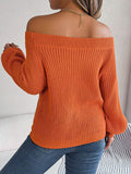 Openwork Off-Shoulder Long Sleeve Sweater - Hovatok