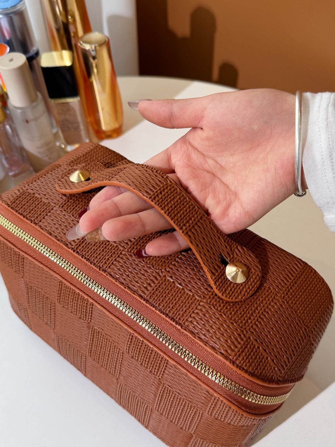 Texture PU Leather Cosmetic Bag - Hovatok