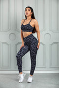 Leopard Cutout Sports Bra and Leggings Set - Hovatok