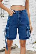 Washed Cargo Denim Shorts - Hovatok