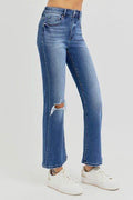 RISEN Full Size Distressed High Rise Crop Flare Jeans - Hovatok