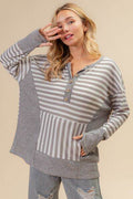BiBi Striped Thumbhole Long Sleeve Top - Hovatok