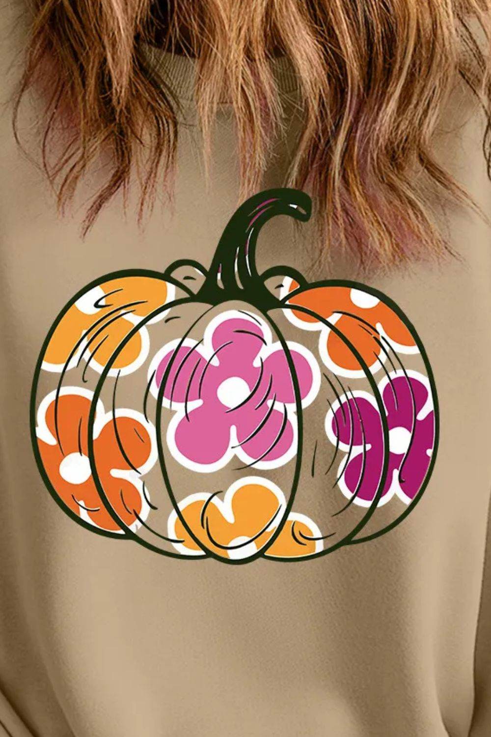 Plus Size Pumpkin Graphic Dropped Shoulder Sweatshirt - Hovatok