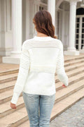 Angel Wings Round Neck Openwork Long Sleeve Pullover Sweater - Hovatok