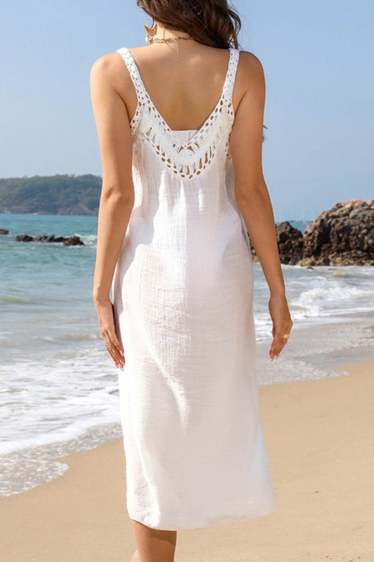 Slit Scoop Neck Wide Strap Cover Up - Hovatok