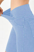 Basic Bae Asymmetrical Waist Denim Shorts with Pockets - Hovatok