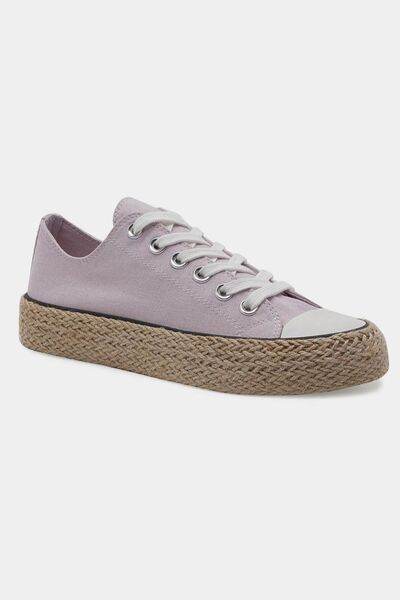 Beast Fashion Lace Up Woven Espadrille Sole Sneakers - Hovatok