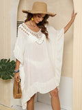 Cutout Ruffled Half Sleeve Cover-Up - Hovatok