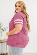 Plus Size Striped V-Neck Tee Shirt - Hovatok