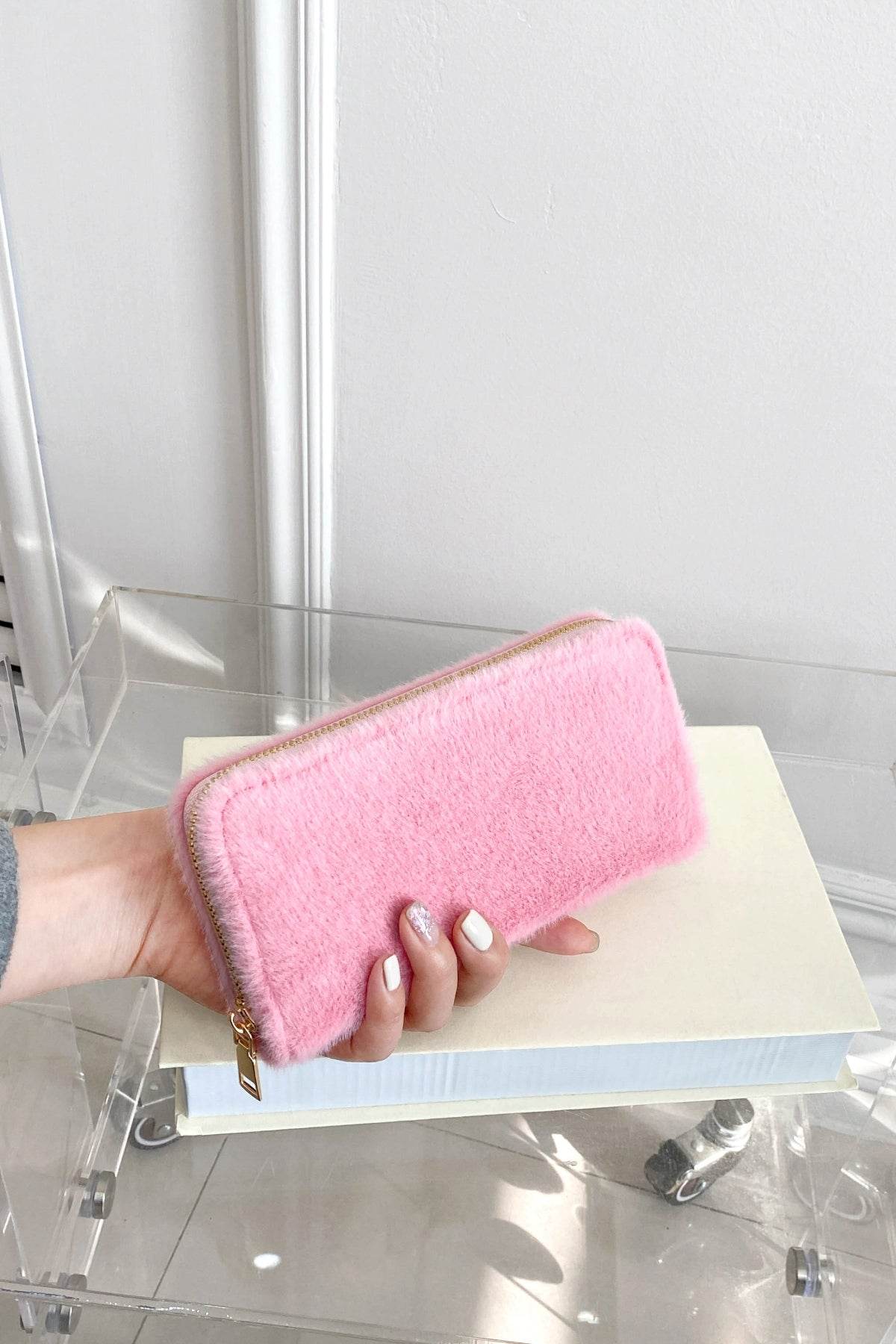 Solid Color Fluff Rectangle Wallet - Hovatok