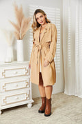 Culture Code Full Size Tied Trench Coat with Pockets - Hovatok