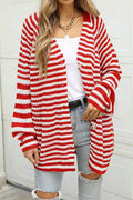 Angel Wings Striped Button Up Long Sleeve Cardigan - Hovatok